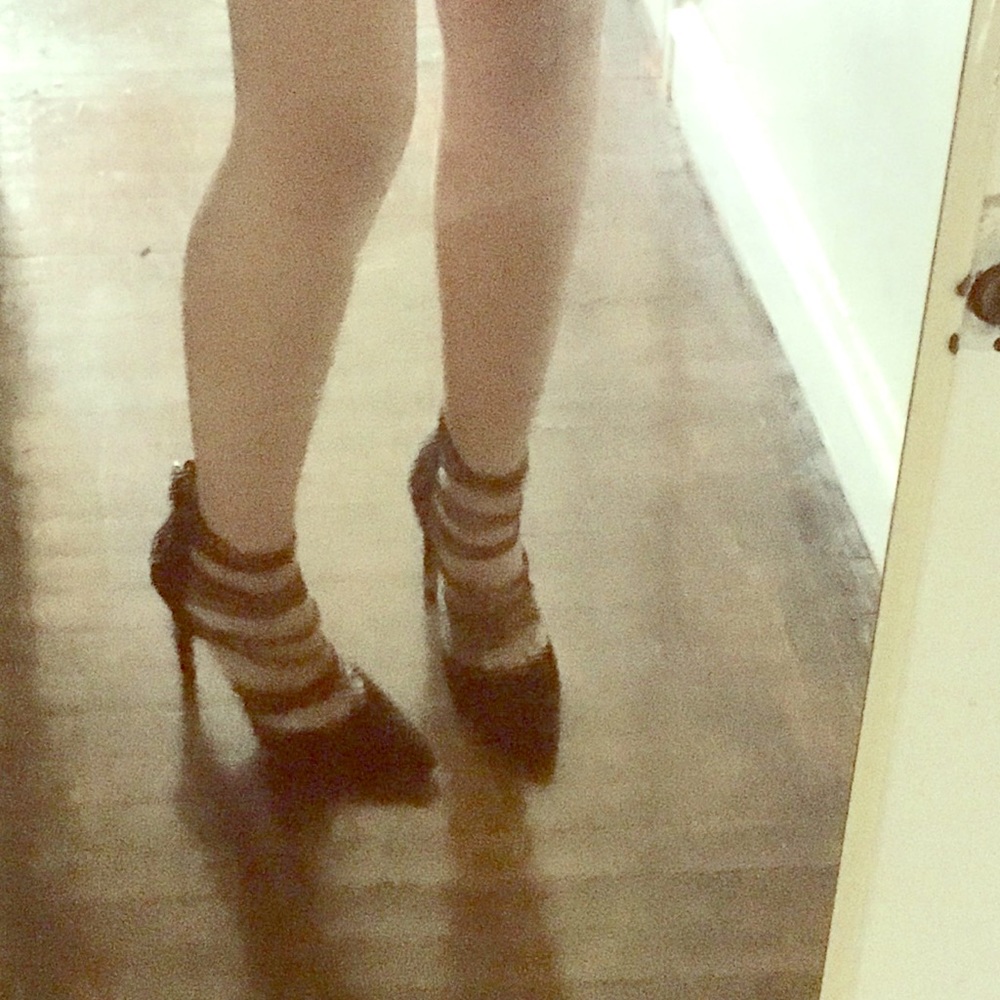 Black strap stiletto heels